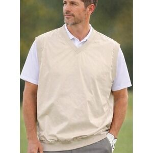 Acuity Golf Vest Mens Large Beige V-Neck Windbreaker Pullover